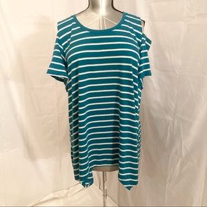 Lane Bryant Cold Shoulder Striped Top 18/20